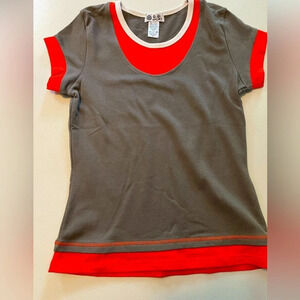 G.W. Sport size S short sleeve athletic shirt Gray Orange 🍊 & white 95% cotton